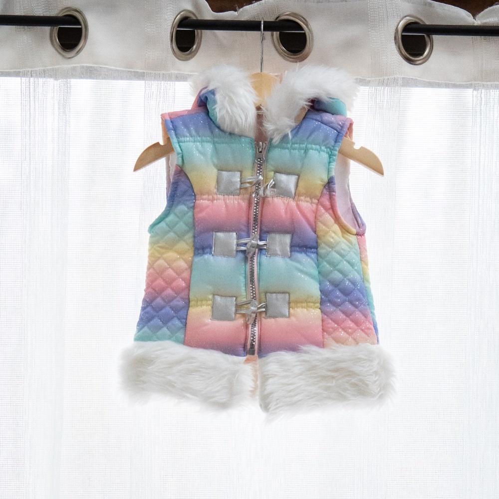 NWOT Little Lass Toddler Girl Rainbow Vest